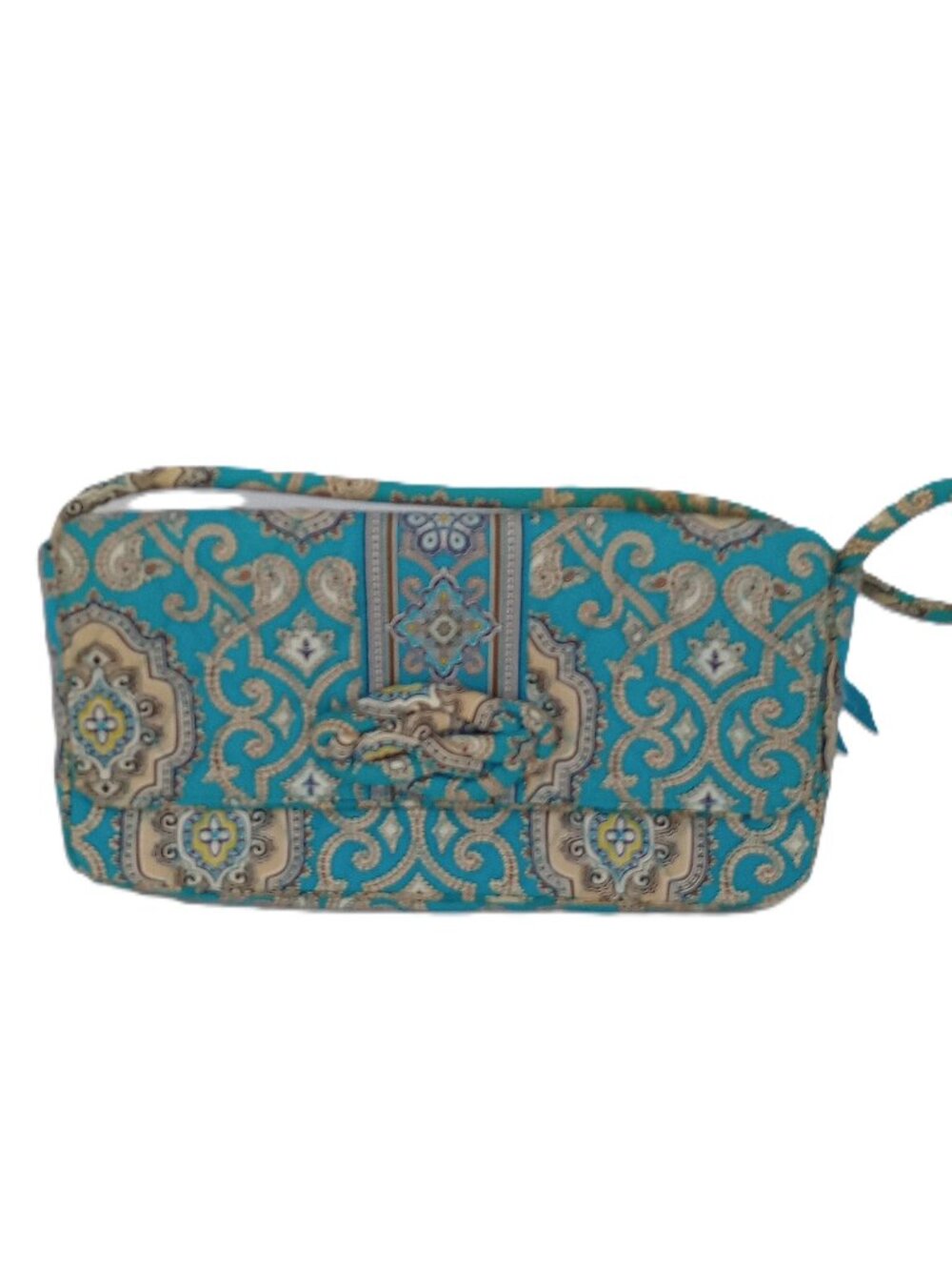 Vera Bradley Quilted Travel Organizer Teal Paisley Zip Pouch Clutch